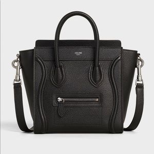 Celine Nano Luggage Bag in Drummed Calfskin Black